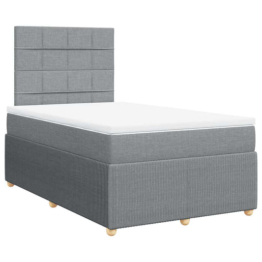 vidaXL Κρεβάτι Boxspring με Στρώμα Ανοιχτό Γκρι 120x200 εκ. Υφασμάτινο