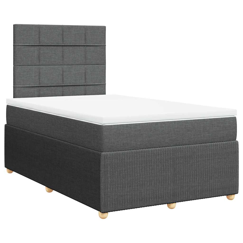 vidaXL Κρεβάτι Boxspring με Στρώμα Σκούρο Γκρι 120x200 εκ. Υφασμάτινο