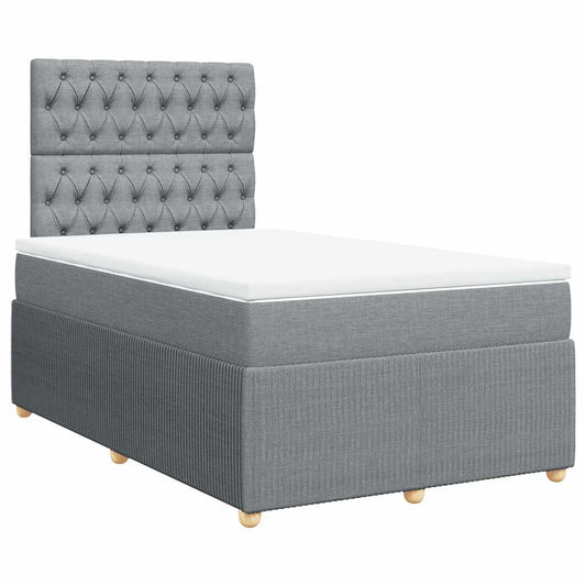 vidaXL Κρεβάτι Boxspring με Στρώμα Ανοιχτό Γκρι 120x200 εκ. Υφασμάτινο
