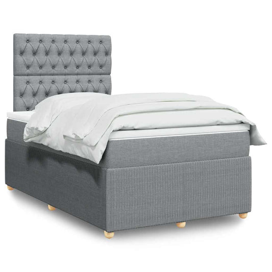 vidaXL Κρεβάτι Boxspring με Στρώμα Ανοιχτό Γκρι 120x200 εκ. Υφασμάτινο