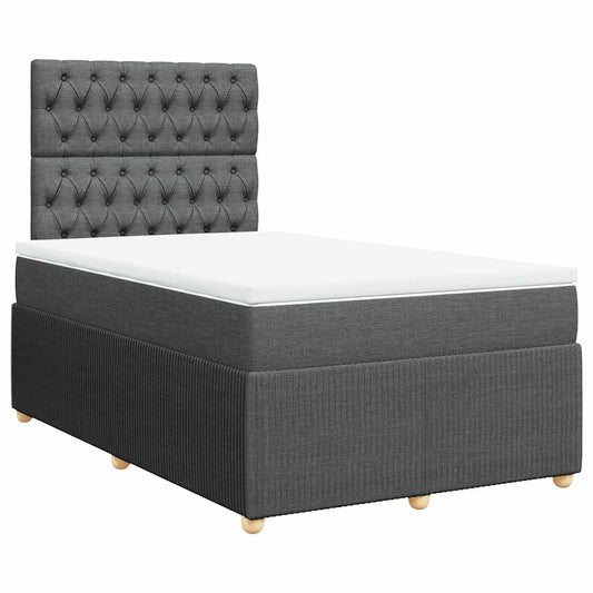 vidaXL Κρεβάτι Boxspring με Στρώμα Σκούρο Γκρι 120x200 εκ. Υφασμάτινο