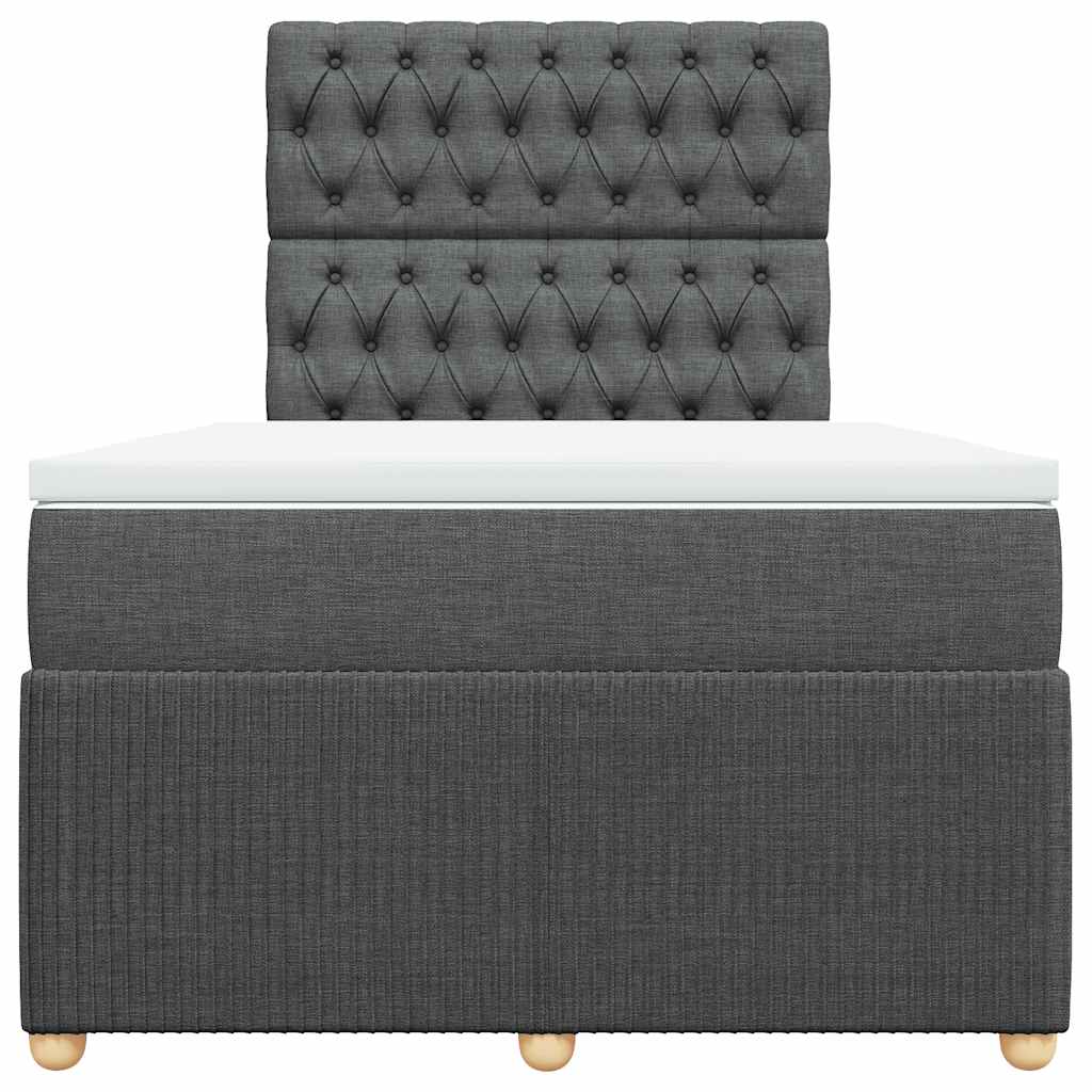 vidaXL Κρεβάτι Boxspring με Στρώμα Σκούρο Γκρι 120x200 εκ. Υφασμάτινο