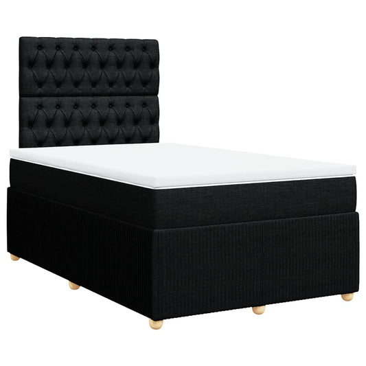 vidaXL Κρεβάτι Boxspring με Στρώμα Μαύρο 120x200 εκ. Υφασμάτινο