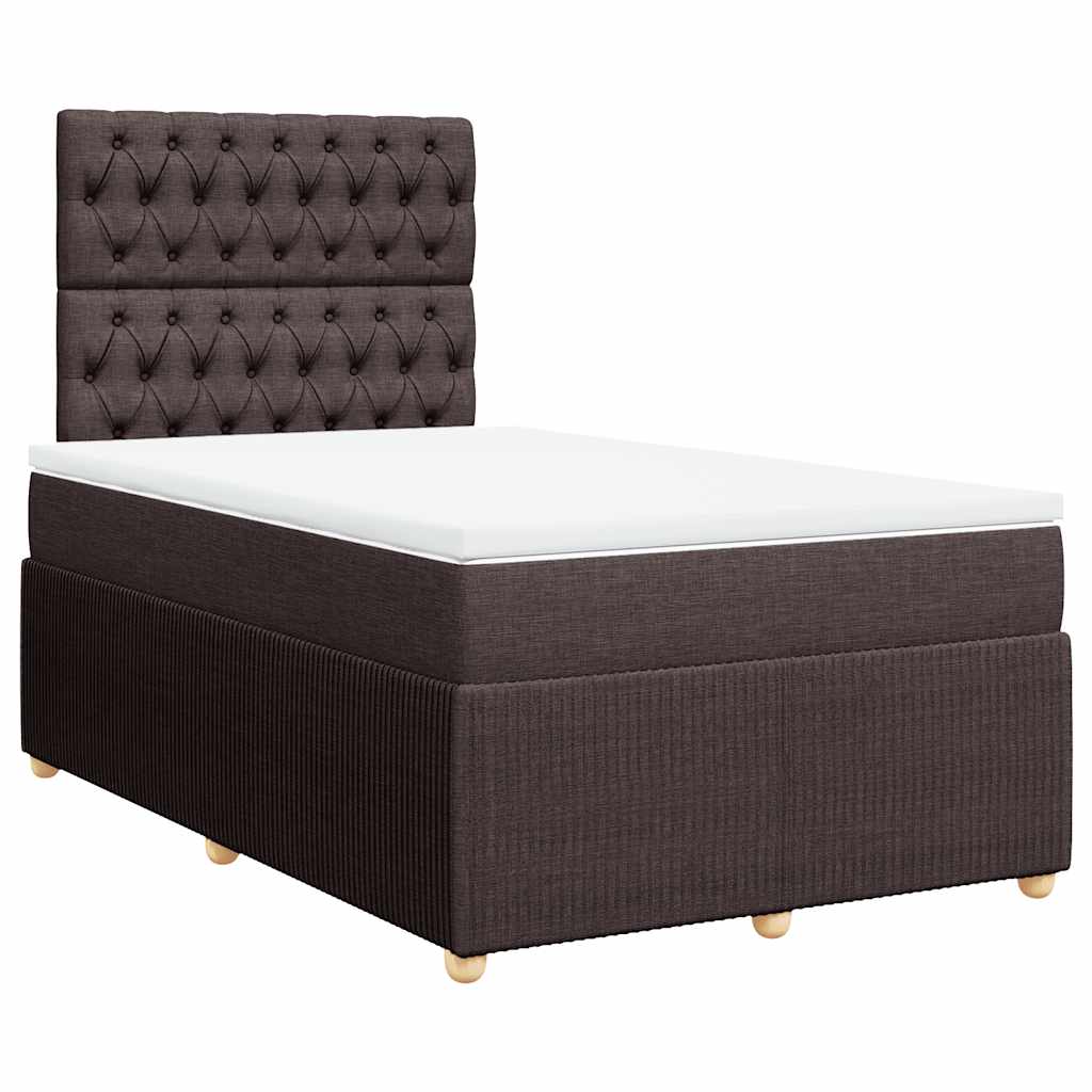 vidaXL Κρεβάτι Boxspring με Στρώμα Σκούρο Καφέ 120x200 εκ. Υφασμάτινο