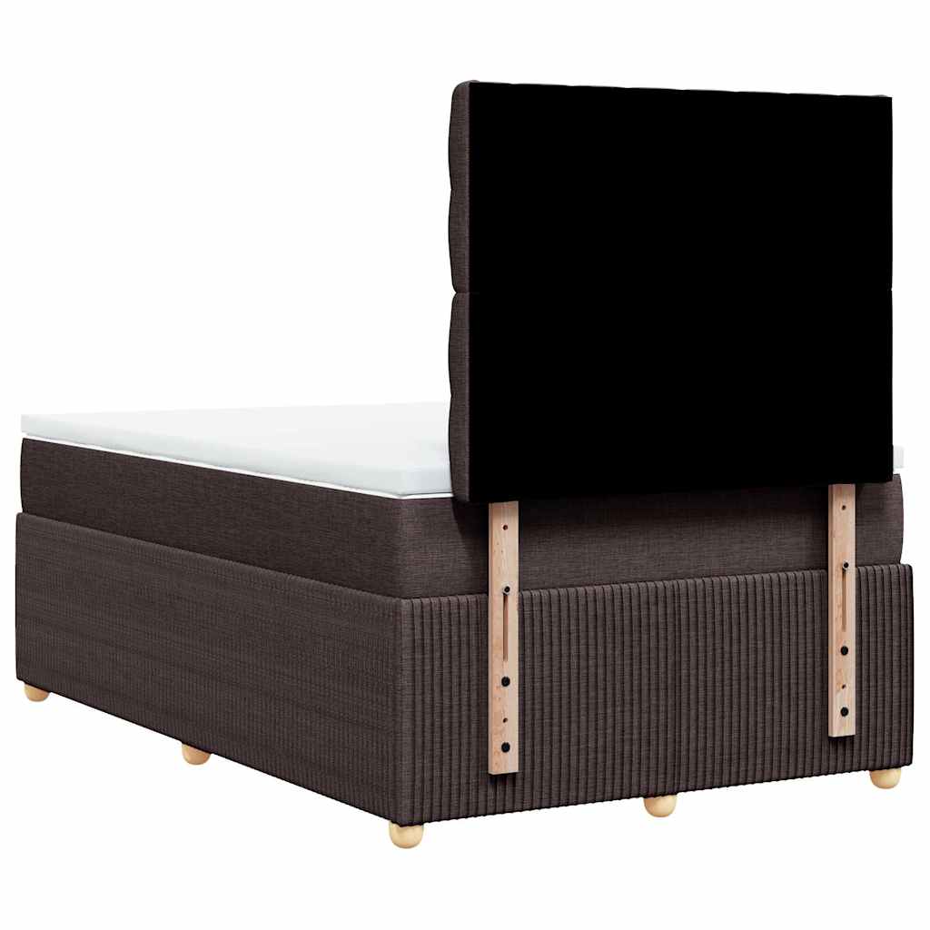 vidaXL Κρεβάτι Boxspring με Στρώμα Σκούρο Καφέ 120x200 εκ. Υφασμάτινο
