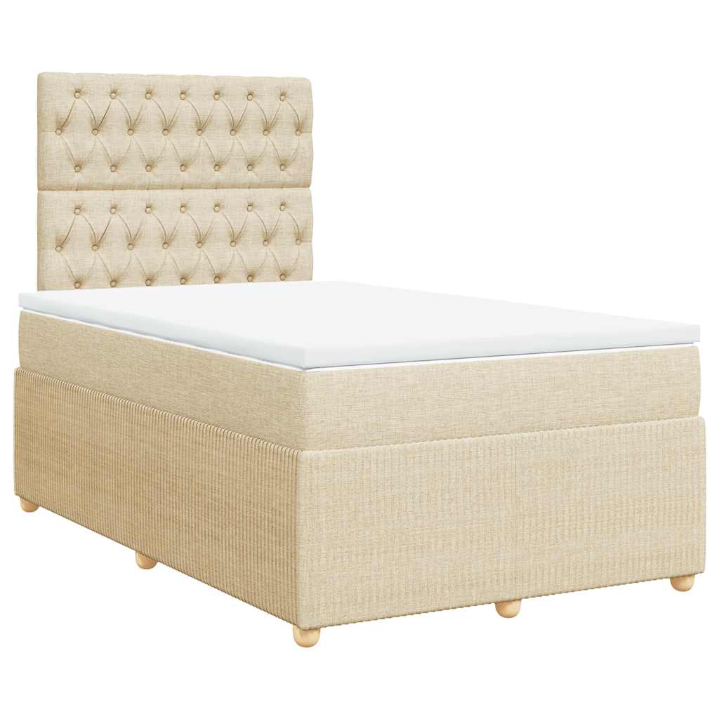 vidaXL Κρεβάτι Boxspring με Στρώμα Κρεμ 120x200 εκ. Υφασμάτινο