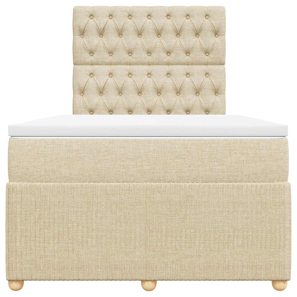 vidaXL Κρεβάτι Boxspring με Στρώμα Κρεμ 120x200 εκ. Υφασμάτινο