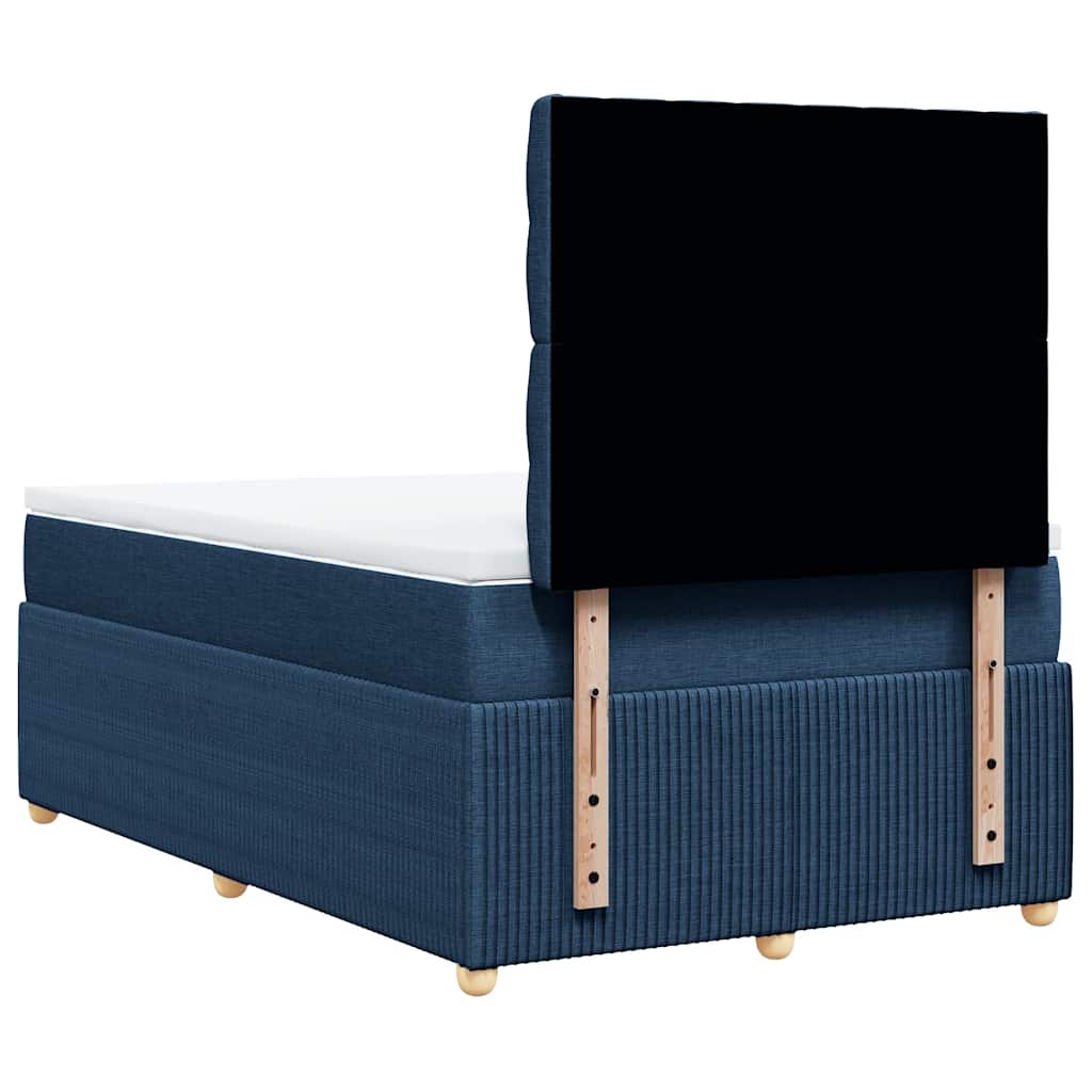 vidaXL Κρεβάτι Boxspring με Στρώμα Μπλε 120x200 εκ. Υφασμάτινο