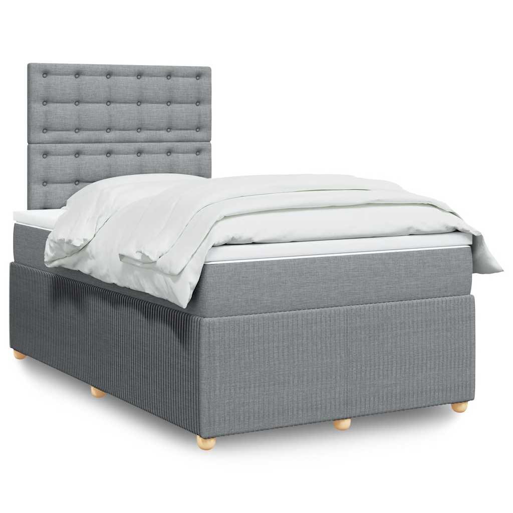 vidaXL Κρεβάτι Boxspring με Στρώμα Ανοιχτό Γκρι 120x200 εκ. Υφασμάτινο
