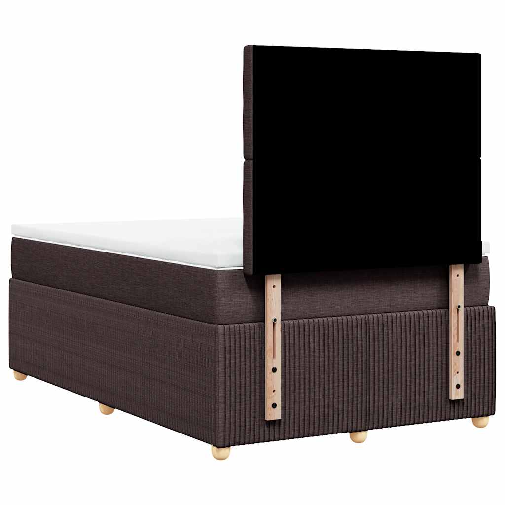 vidaXL Κρεβάτι Boxspring με Στρώμα Σκούρο Καφέ 120x200 εκ. Υφασμάτινο