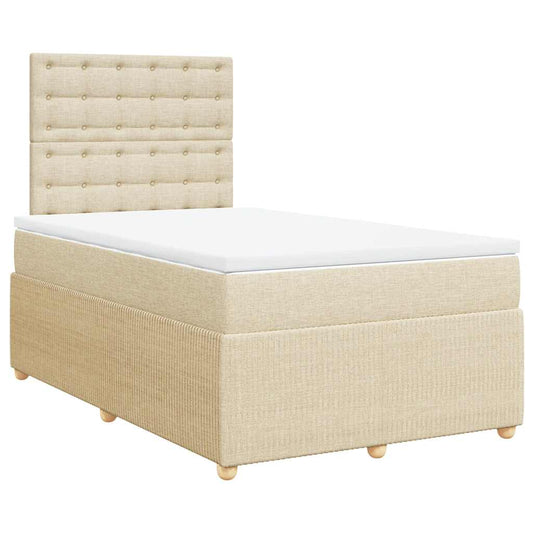 vidaXL Κρεβάτι Boxspring με Στρώμα Κρεμ 120x200 εκ. Υφασμάτινο