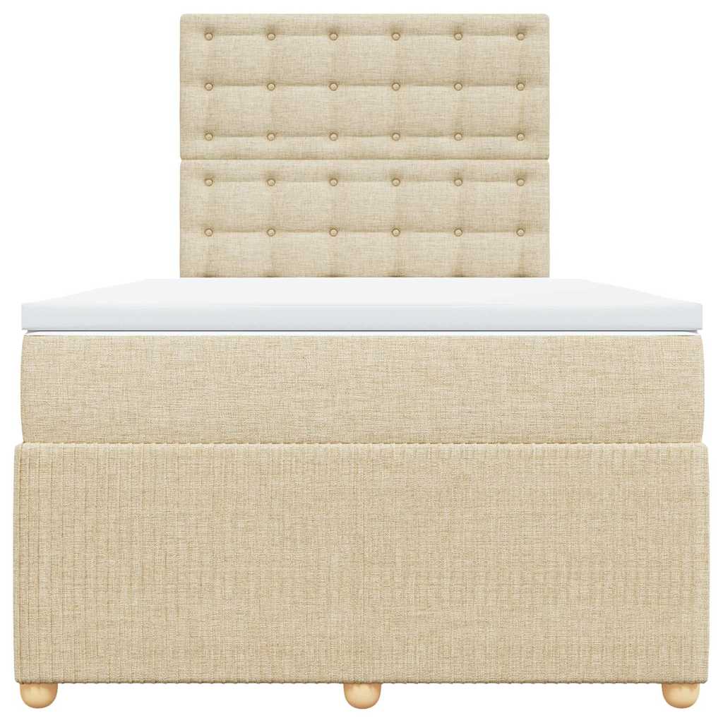 vidaXL Κρεβάτι Boxspring με Στρώμα Κρεμ 120x200 εκ. Υφασμάτινο