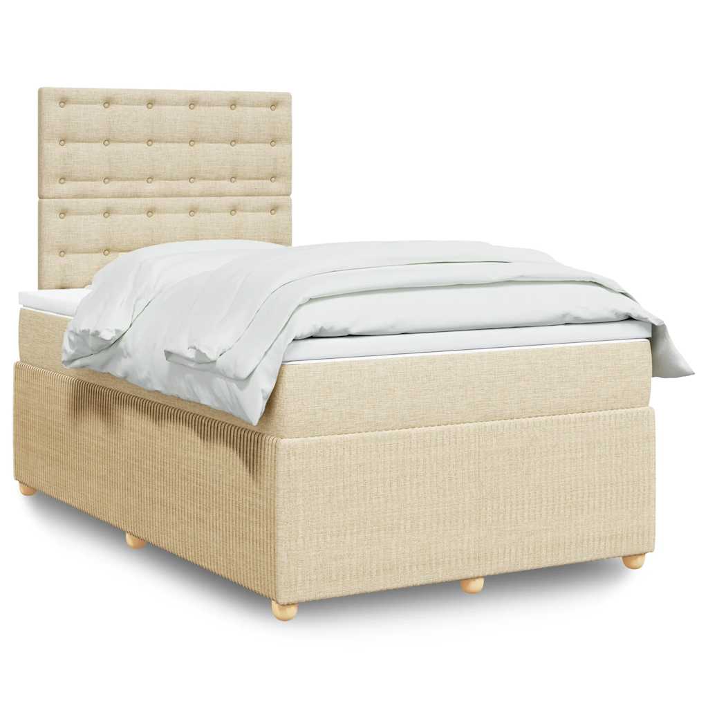 vidaXL Κρεβάτι Boxspring με Στρώμα Κρεμ 120x200 εκ. Υφασμάτινο