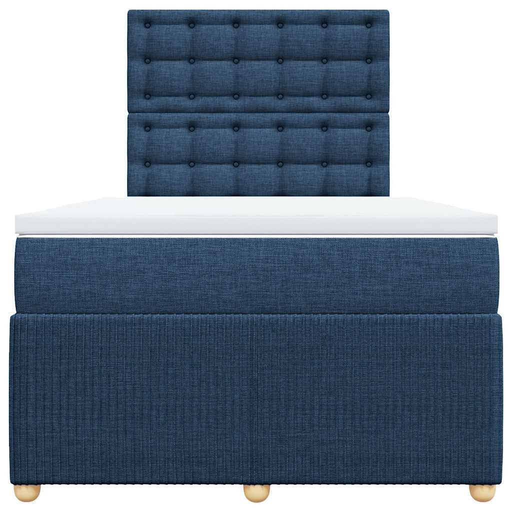 vidaXL Κρεβάτι Boxspring με Στρώμα Μπλε 120x200 εκ. Υφασμάτινο