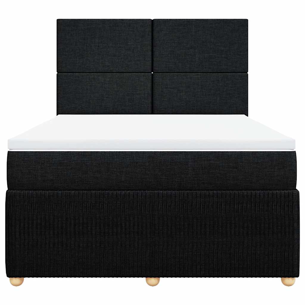 vidaXL Κρεβάτι Boxspring με Στρώμα Μαύρο 140x190 εκ. Υφασμάτινο