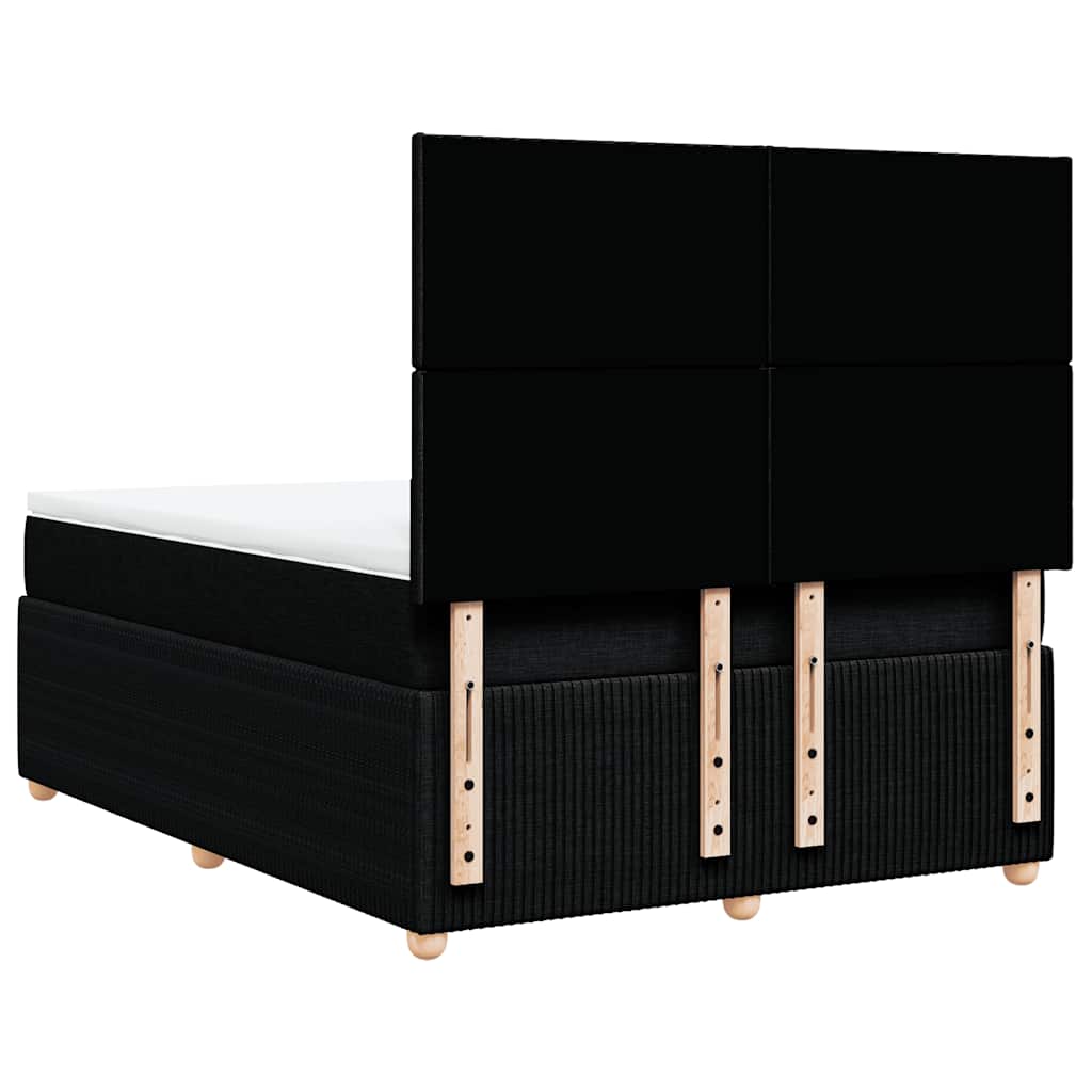 vidaXL Κρεβάτι Boxspring με Στρώμα Μαύρο 140x190 εκ. Υφασμάτινο