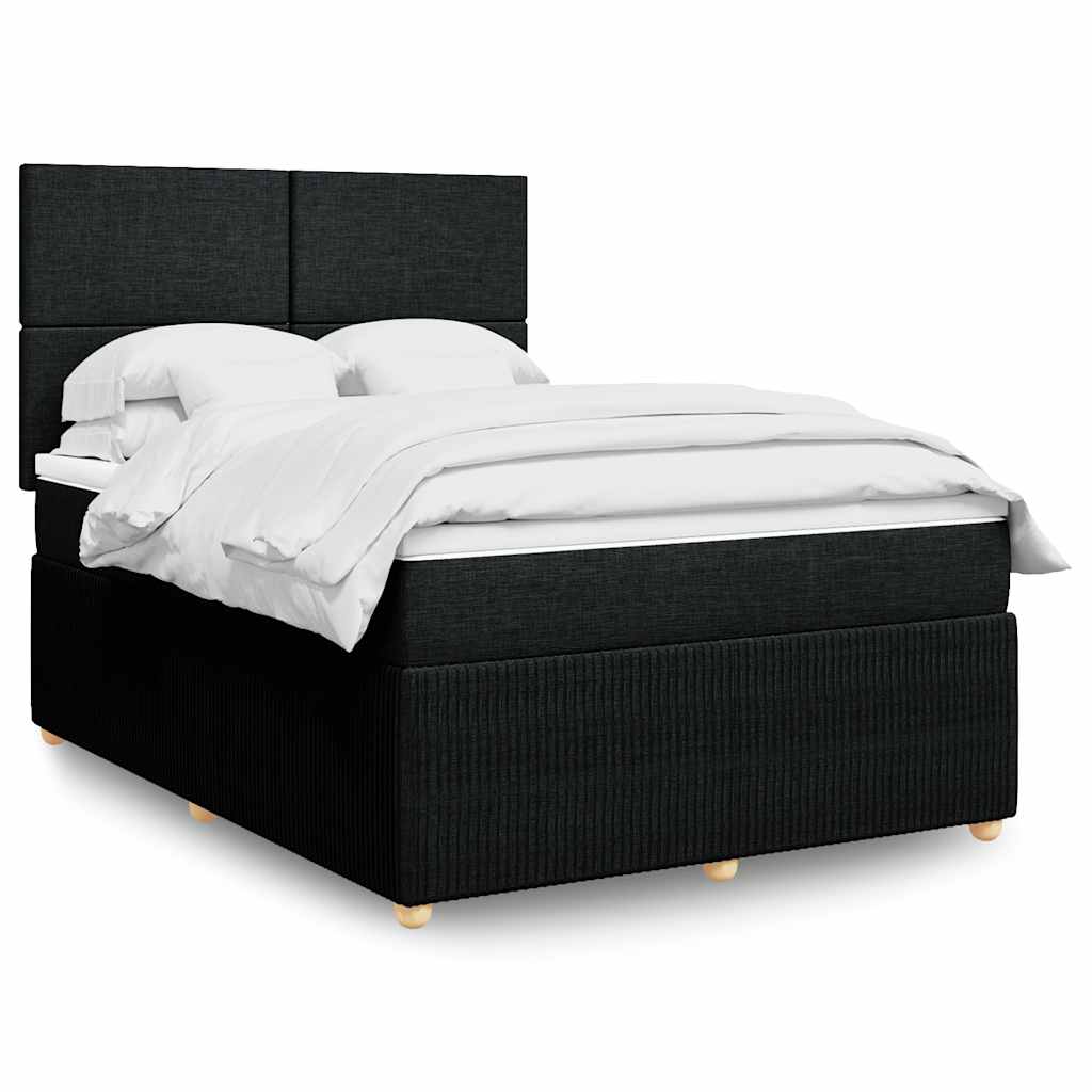 vidaXL Κρεβάτι Boxspring με Στρώμα Μαύρο 140x190 εκ. Υφασμάτινο