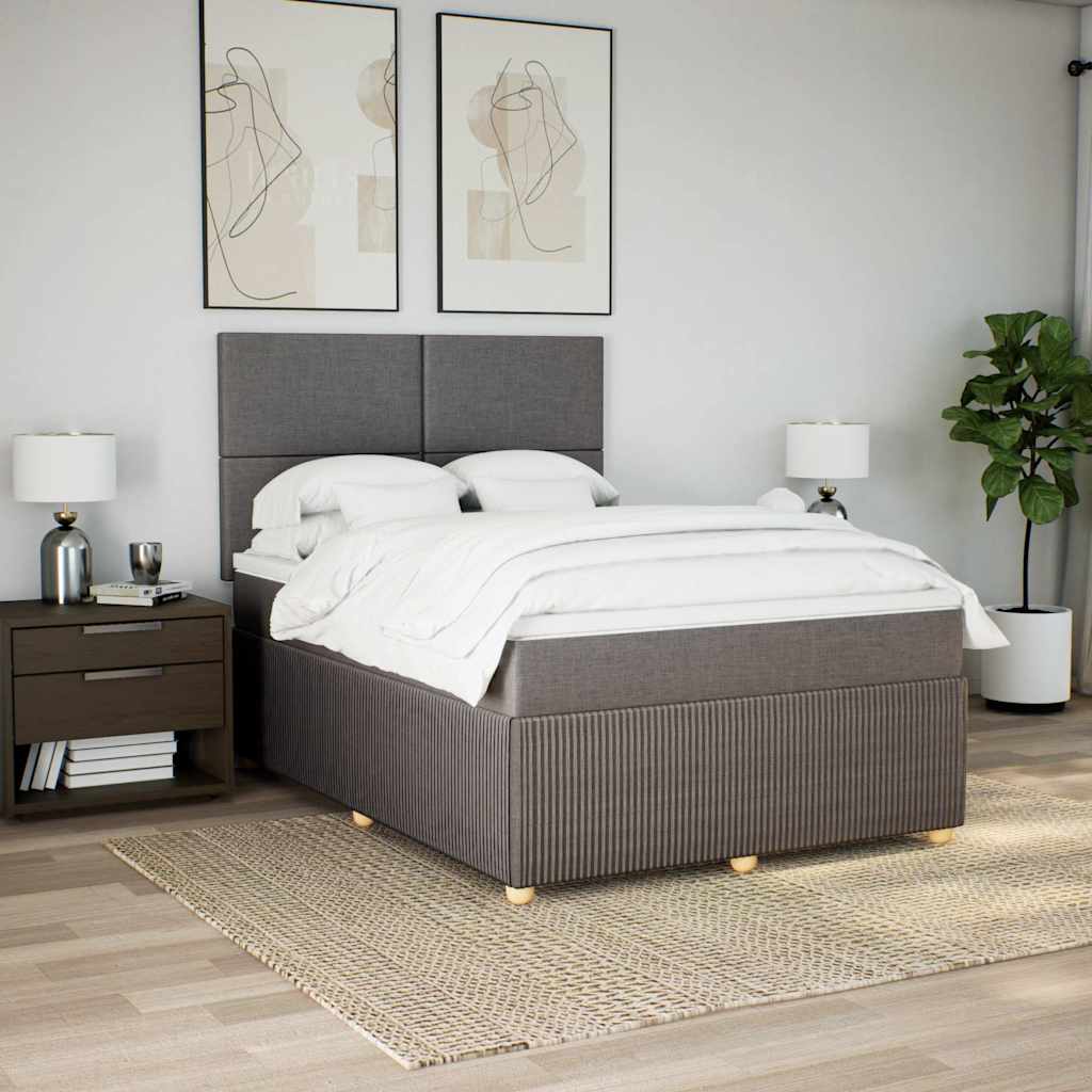 vidaXL Κρεβάτι Boxspring με Στρώμα Taupe 140x190 εκ. Υφασμάτινο