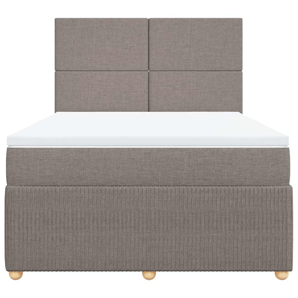 vidaXL Κρεβάτι Boxspring με Στρώμα Taupe 140x190 εκ. Υφασμάτινο