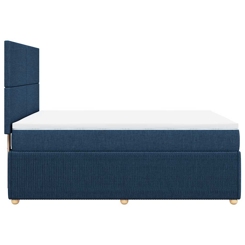 vidaXL Κρεβάτι Boxspring με Στρώμα Μπλε 140x190 εκ. Υφασμάτινο