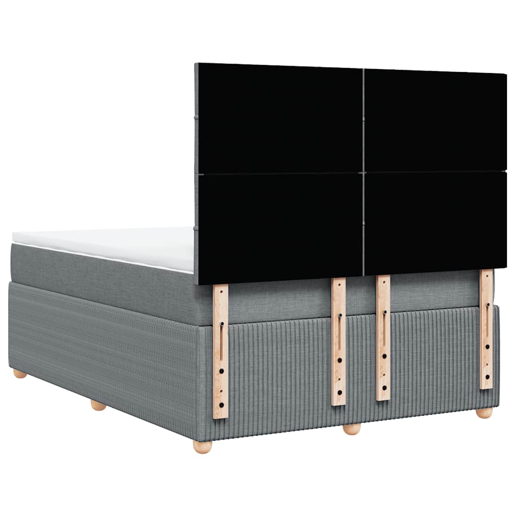 vidaXL Κρεβάτι Boxspring με Στρώμα Ανοιχτό Γκρι 140x190 εκ. Υφασμάτινο