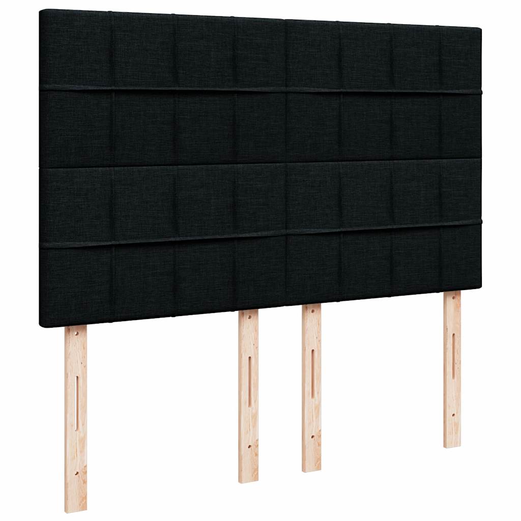 vidaXL Κρεβάτι Boxspring με Στρώμα Μαύρο 140x190 εκ. Υφασμάτινο