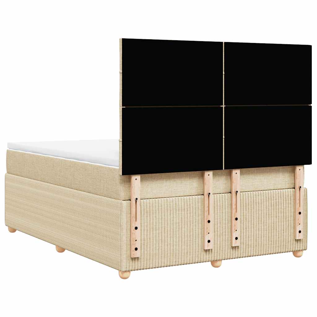 vidaXL Κρεβάτι Boxspring με Στρώμα Κρεμ 140x190 εκ. Υφασμάτινο