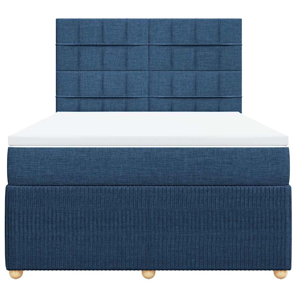 vidaXL Κρεβάτι Boxspring με Στρώμα Μπλε 140x190 εκ. Υφασμάτινο