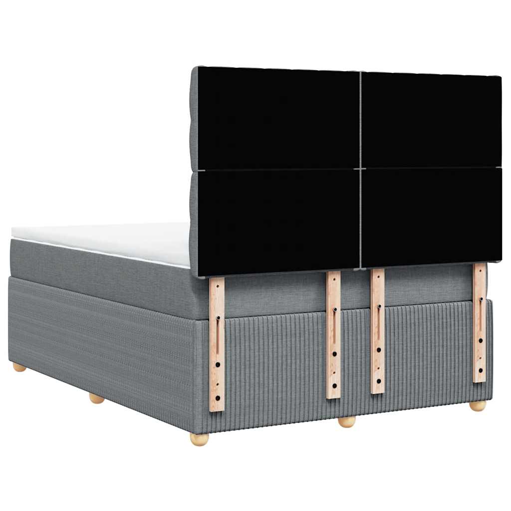vidaXL Κρεβάτι Boxspring με Στρώμα Ανοιχτό Γκρι 140x190 εκ. Υφασμάτινο