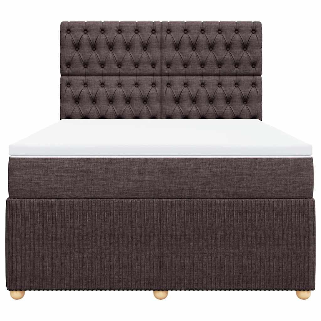 vidaXL Κρεβάτι Boxspring με Στρώμα Σκούρο Καφέ 140x190 εκ. Υφασμάτινο