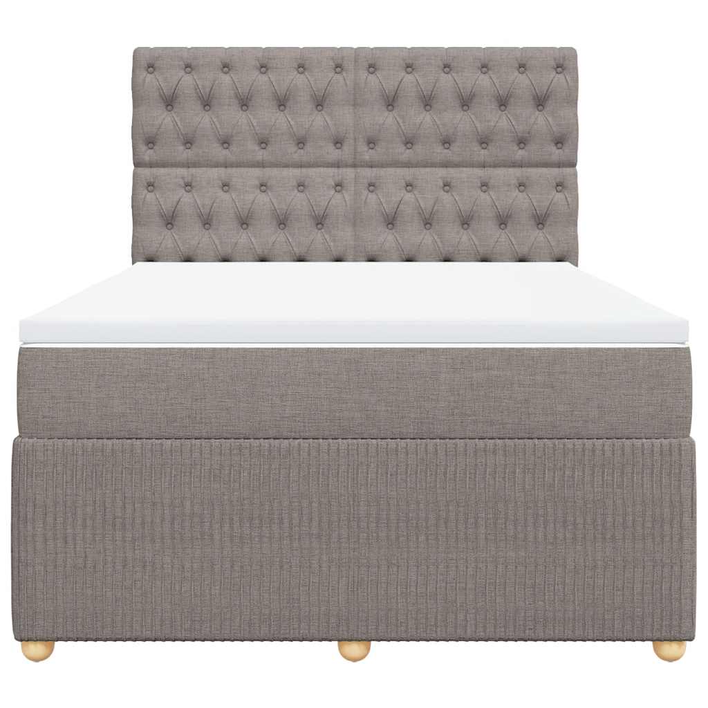 vidaXL Κρεβάτι Boxspring με Στρώμα Taupe 140x190 εκ. Υφασμάτινο
