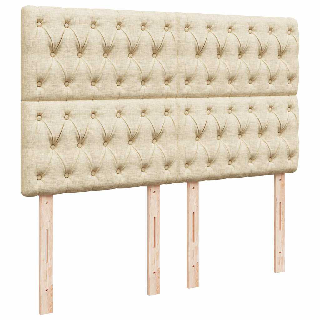vidaXL Κρεβάτι Boxspring με Στρώμα Κρεμ 140x190 εκ. Υφασμάτινο
