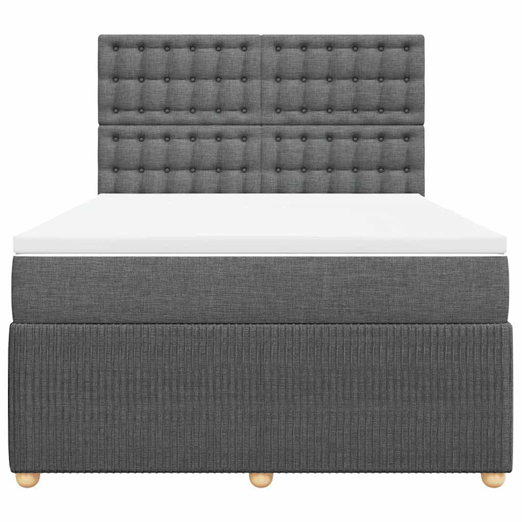vidaXL Κρεβάτι Boxspring με Στρώμα Σκούρο Γκρι 140x190 εκ. Υφασμάτινο