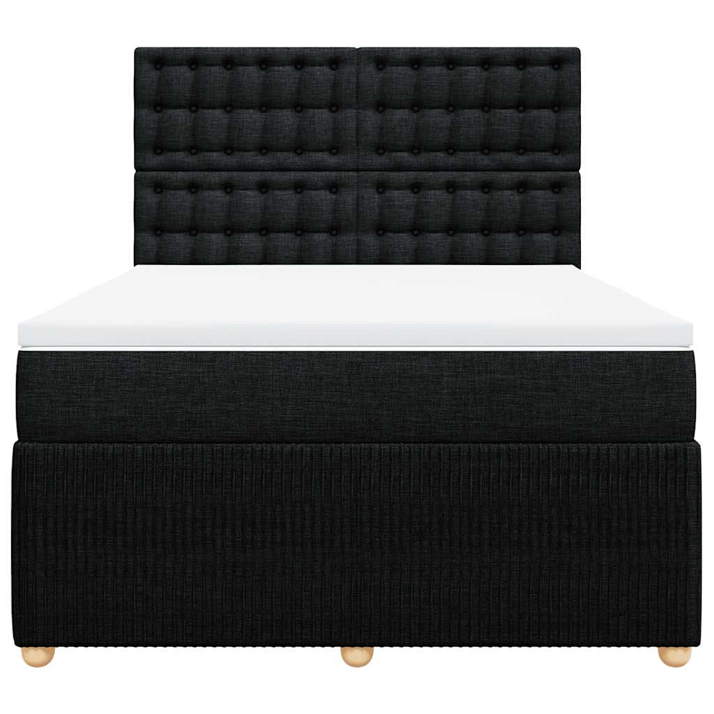 vidaXL Κρεβάτι Boxspring με Στρώμα Μαύρο 140x190 εκ. Υφασμάτινο