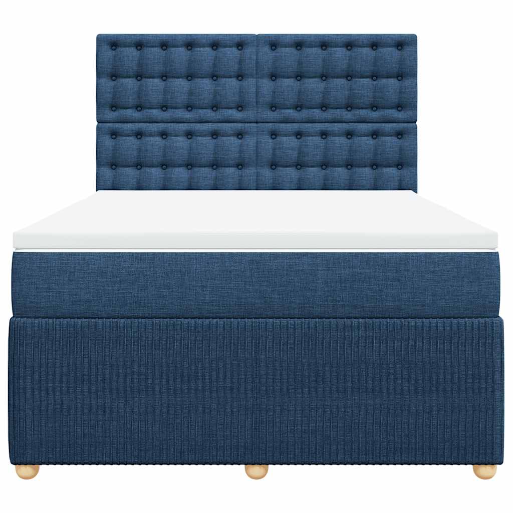 vidaXL Κρεβάτι Boxspring με Στρώμα Μπλε 140x190 εκ. Υφασμάτινο