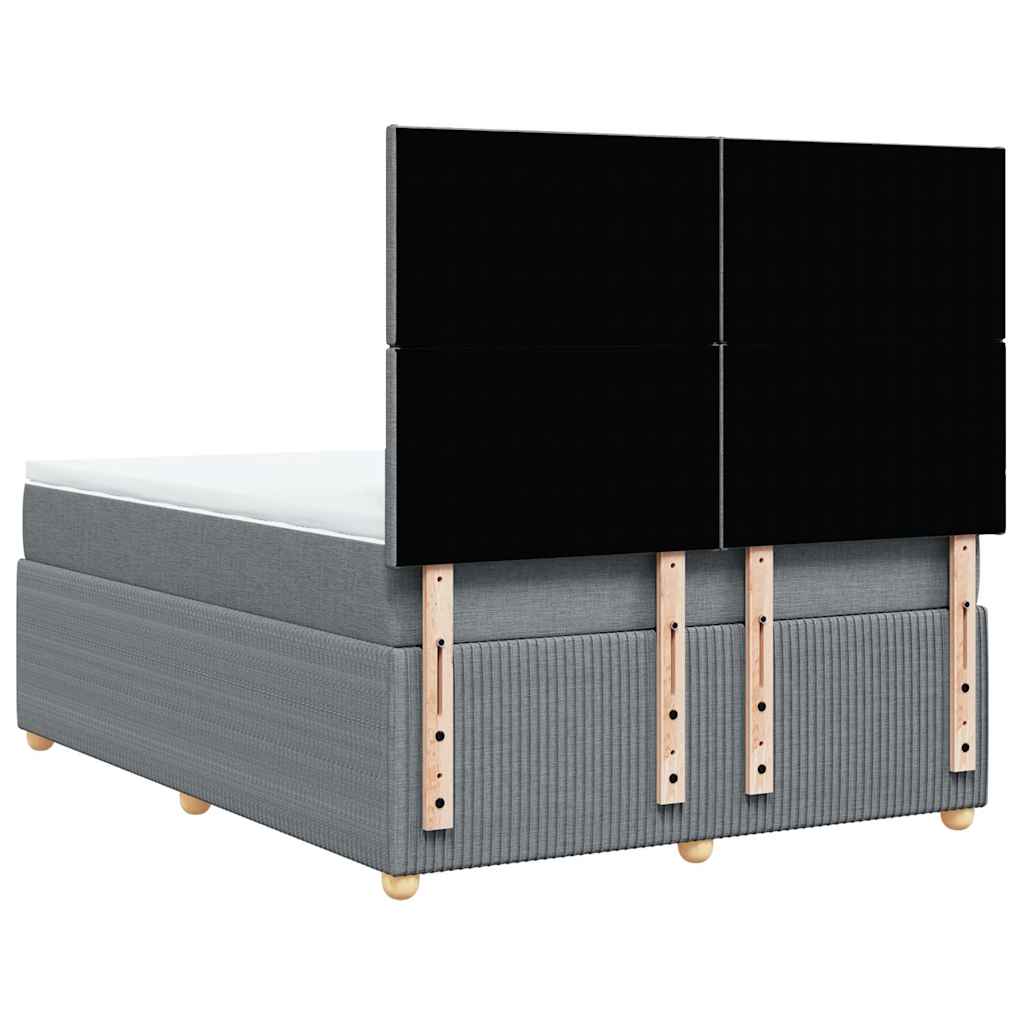 vidaXL Κρεβάτι Boxspring με Στρώμα Ανοιχτό Γκρι 140x200 εκ. Υφασμάτινο