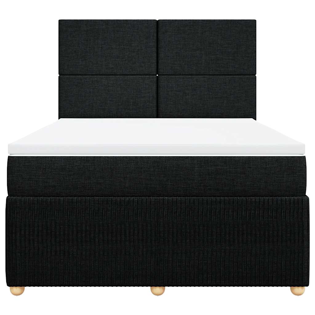 vidaXL Κρεβάτι Boxspring με Στρώμα Μαύρο 140x200 εκ. Υφασμάτινο