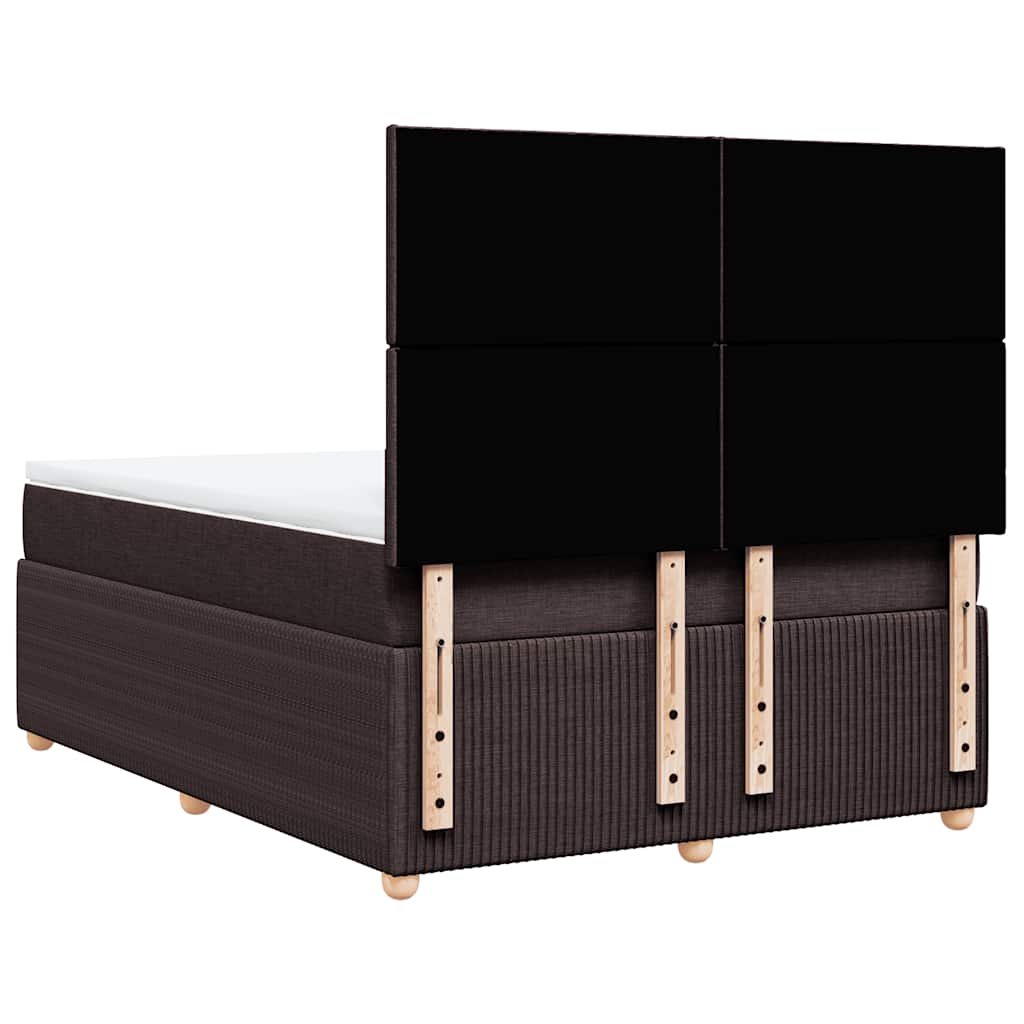 vidaXL Κρεβάτι Boxspring με Στρώμα Σκούρο Καφέ 140x200 εκ Υφασμάτινο