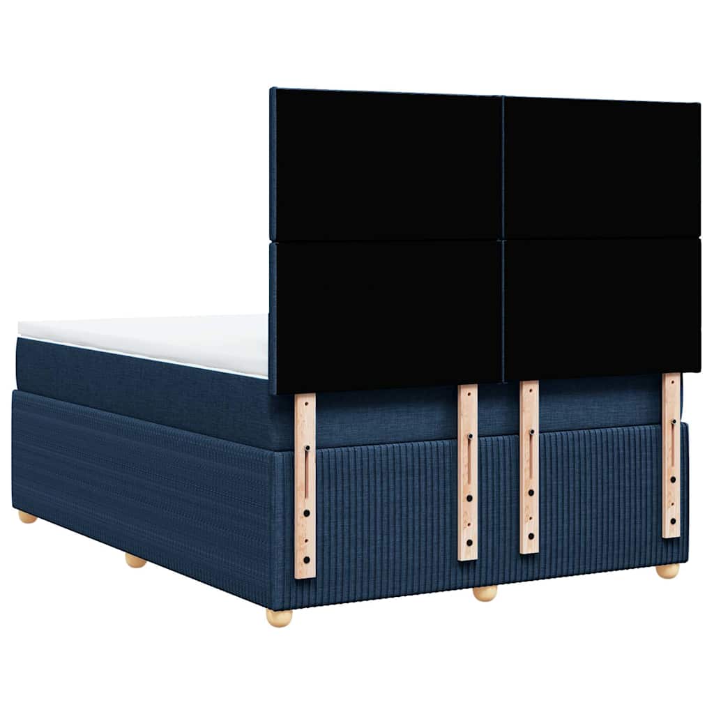 vidaXL Κρεβάτι Boxspring με Στρώμα Μπλε 140x200 εκ. Υφασμάτινο
