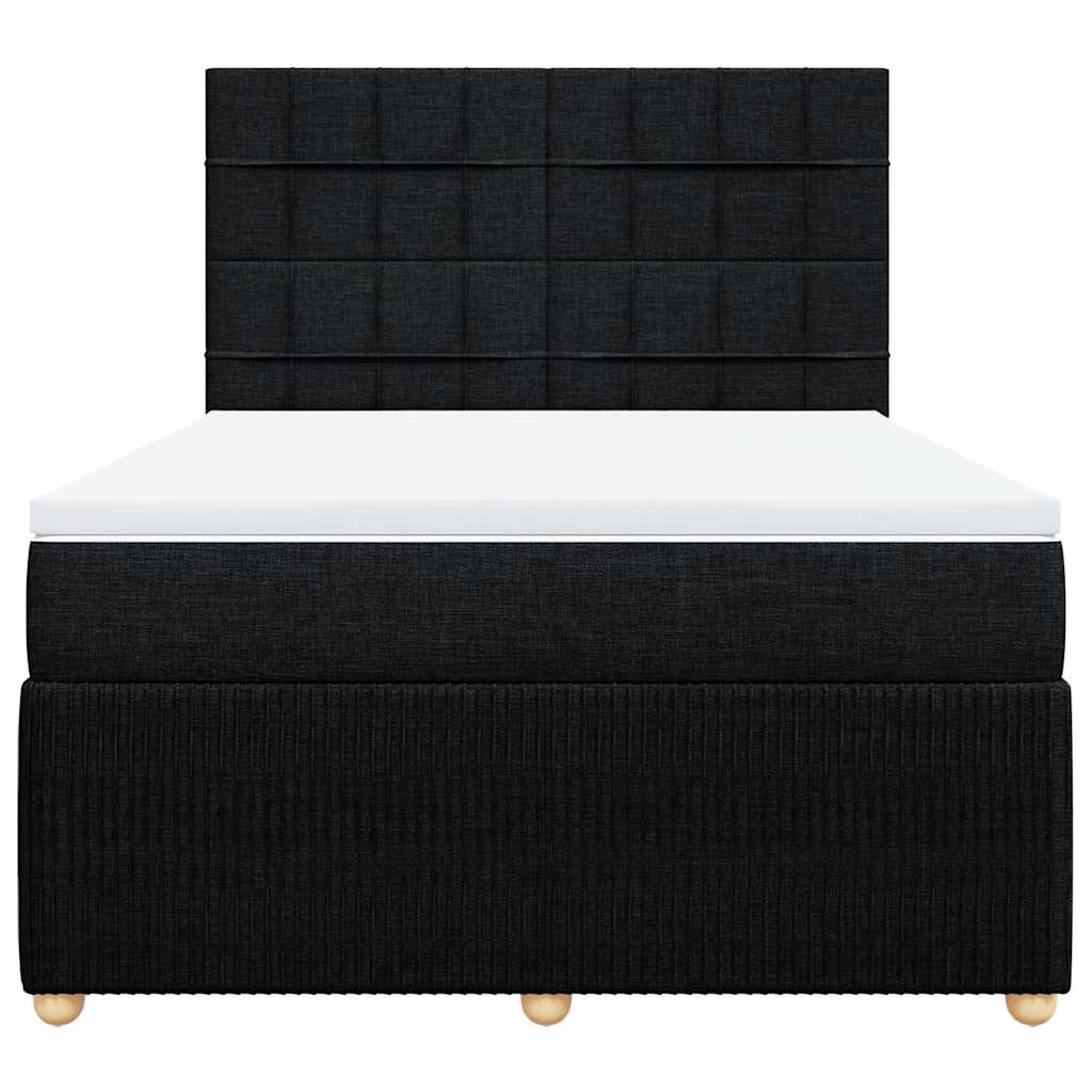 vidaXL Κρεβάτι Boxspring με Στρώμα Μαύρο 140x200 εκ. Υφασμάτινο