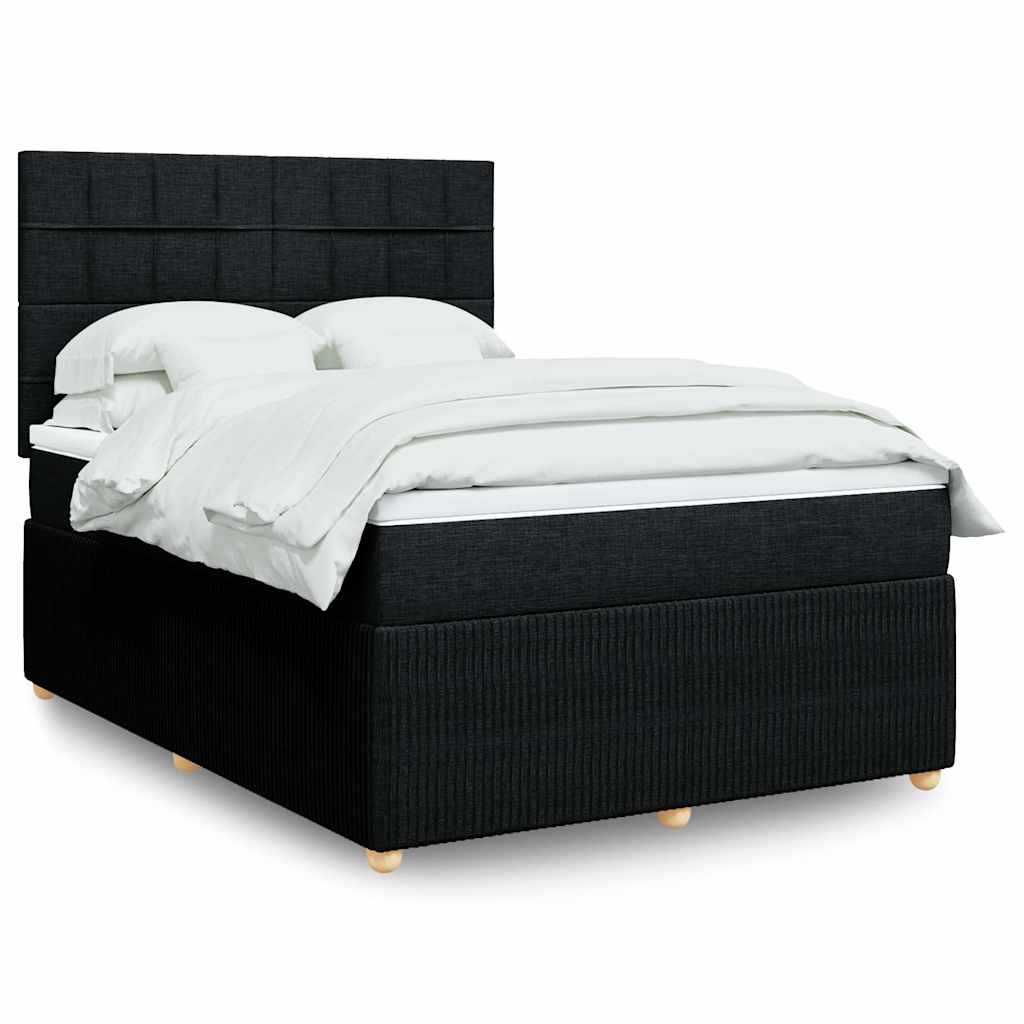 vidaXL Κρεβάτι Boxspring με Στρώμα Μαύρο 140x200 εκ. Υφασμάτινο