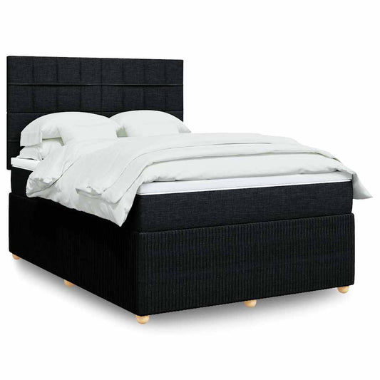 vidaXL Κρεβάτι Boxspring με Στρώμα Μαύρο 140x200 εκ. Υφασμάτινο