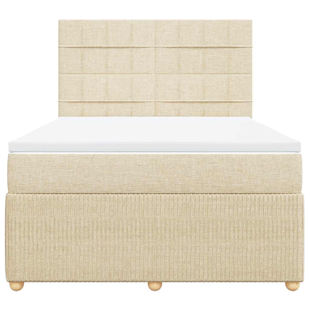 vidaXL Κρεβάτι Boxspring με Στρώμα Κρεμ 140x200 εκ. Υφασμάτινο