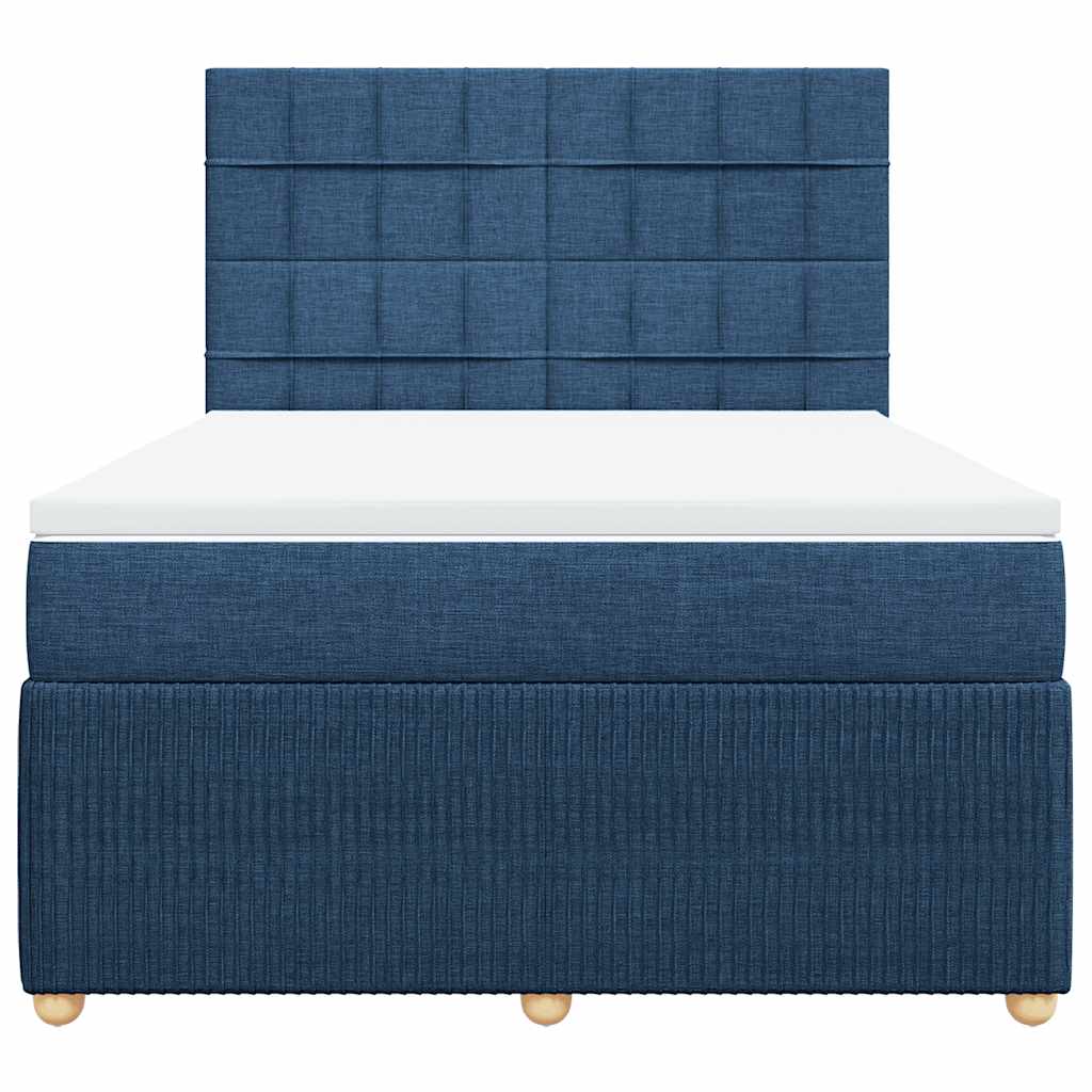 vidaXL Κρεβάτι Boxspring με Στρώμα Μπλε 140x200 εκ. Υφασμάτινο