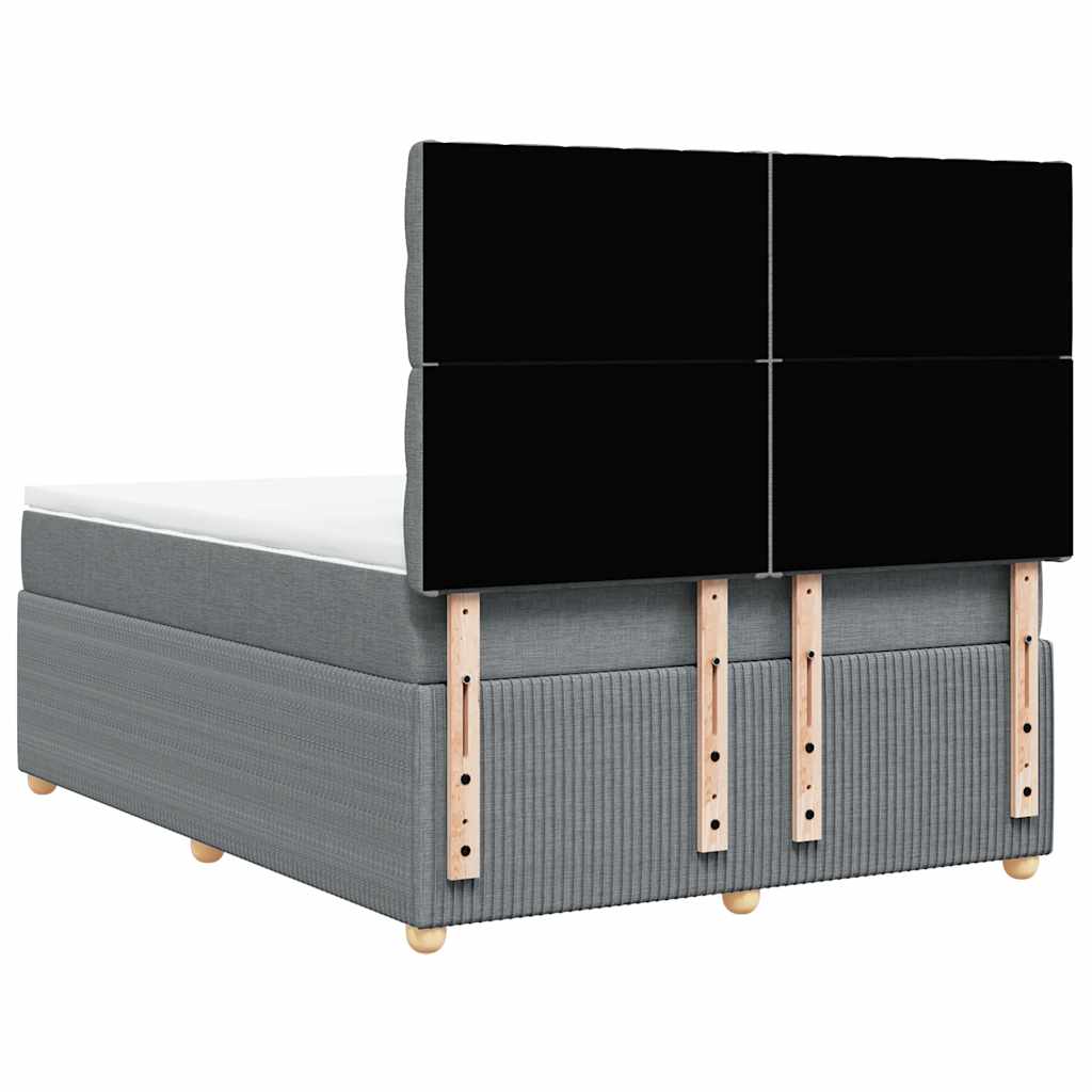 vidaXL Κρεβάτι Boxspring με Στρώμα Ανοιχτό Γκρι 140x200 εκ. Υφασμάτινο