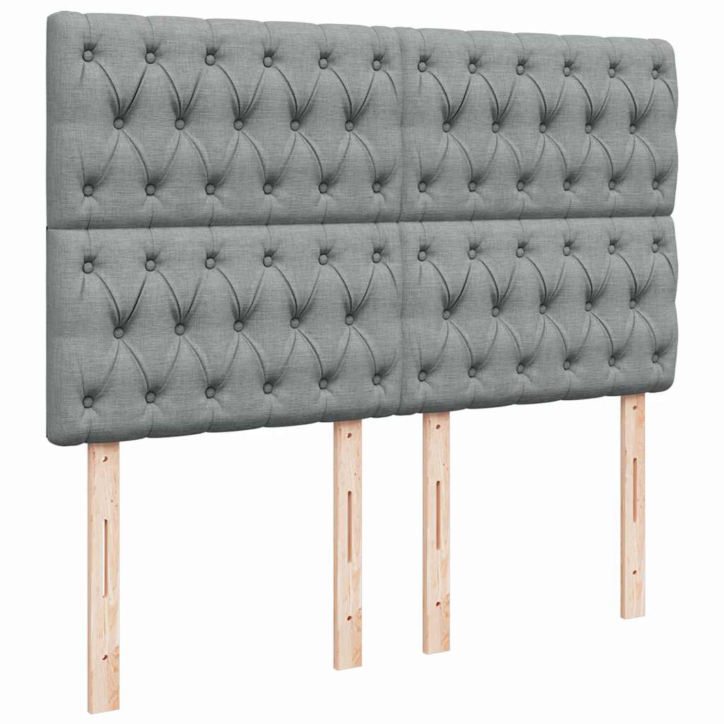 vidaXL Κρεβάτι Boxspring με Στρώμα Ανοιχτό Γκρι 140x200 εκ. Υφασμάτινο