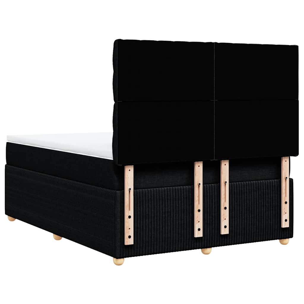 vidaXL Κρεβάτι Boxspring με Στρώμα Μαύρο 140x200 εκ. Υφασμάτινο