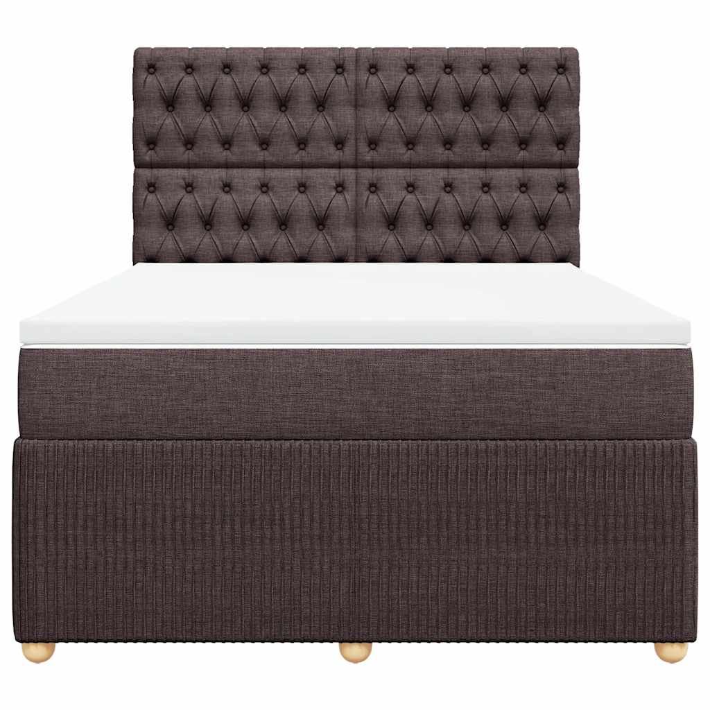 vidaXL Κρεβάτι Boxspring με Στρώμα Σκούρο Καφέ 140x200 εκ Υφασμάτινο