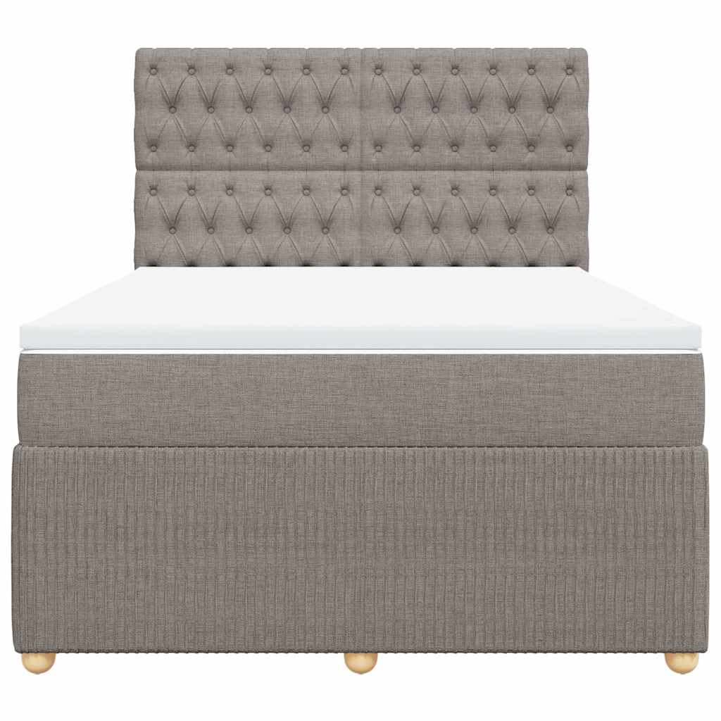 vidaXL Κρεβάτι Boxspring με Στρώμα Taupe 140x200 εκ. Υφασμάτινο