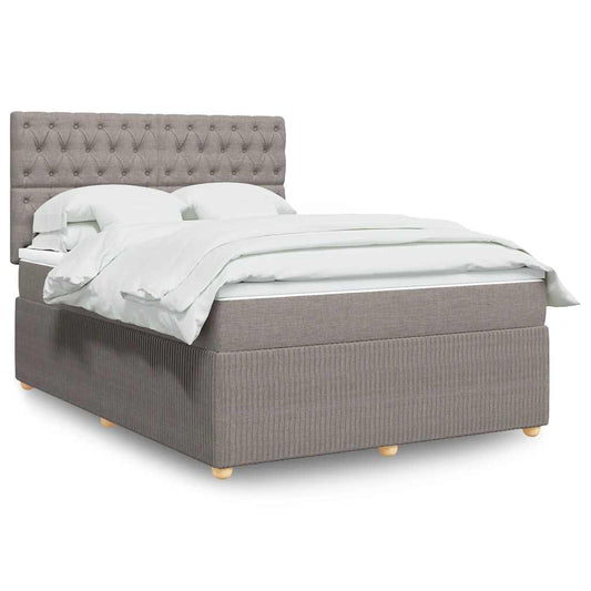 vidaXL Κρεβάτι Boxspring με Στρώμα Taupe 140x200 εκ. Υφασμάτινο